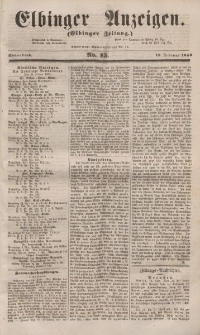 Elbinger Anzeigen, Nr. 15. Sonnabend, 19. Februar 1853