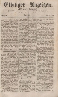 Elbinger Anzeigen, Nr. 20. Mittwoch, 9. März 1853