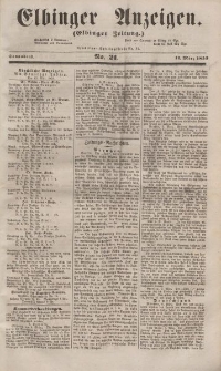 Elbinger Anzeigen, Nr. 21. Sonnabend, 12. März 1853
