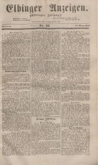 Elbinger Anzeigen, Nr. 22. Mittwoch, 16. März 1853