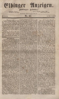 Elbinger Anzeigen, Nr. 28. Mittwoch, 6. April 1853
