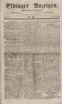 Elbinger Anzeigen, Nr. 30. Mittwoch, 13. April 1853