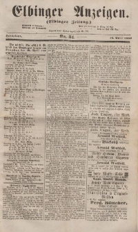 Elbinger Anzeigen, Nr. 31. Sonnabend, 16. April 1853