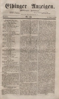 Elbinger Anzeigen, Nr. 32. Dienstag, 19. April 1853