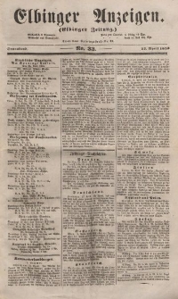 Elbinger Anzeigen, Nr. 33. Sonnabend, 23. April 1853