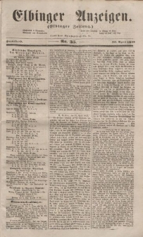 Elbinger Anzeigen, Nr. 35. Sonnabend, 30. April 1853