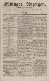 Elbinger Anzeigen, Nr. 49. Sonnabend, 18. Juni 1853