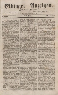 Elbinger Anzeigen, Nr. 50. Mittwoch, 22. Juni 1853