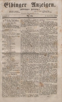 Elbinger Anzeigen, Nr. 71. Sonnabend, 3. September 1853