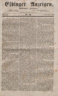 Elbinger Anzeigen, Nr. 72. Mittwoch, 7. September 1853