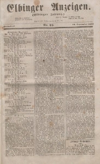 Elbinger Anzeigen, Nr. 73. Sonnabend, 10. September 1853