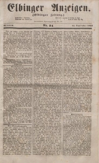 Elbinger Anzeigen, Nr. 74. Mittwoch, 14. September 1853
