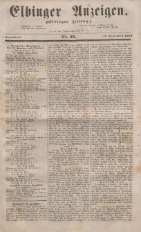 Elbinger Anzeigen, Nr. 75. Sonnabend, 17. September 1853