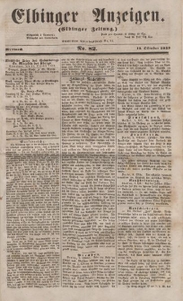 Elbinger Anzeigen, Nr. 82. Mittwoch, 12. Oktober 1853