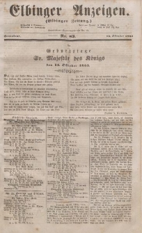 Elbinger Anzeigen, Nr. 83. Sonnabend, 15. Oktober 1853