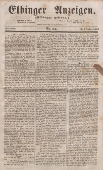 Elbinger Anzeigen, Nr. 84. Mittwoch, 19. Oktober 1853
