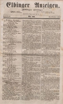 Elbinger Anzeigen, Nr. 87. Sonnabend, 29. Oktober 1853
