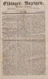 Elbinger Anzeigen, Nr. 100. Mittwoch, 14. Dezember 1853