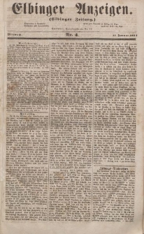 Elbinger Anzeigen, Nr. 4. Mittwoch, 11. Januar 1854