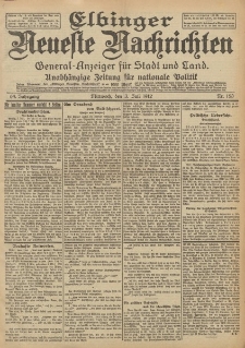 Elbinger Neueste Nachrichten, Nr. 153 Mittwoch 3 Juli 1912 64. Jahrgang