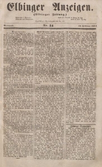 Elbinger Anzeigen, Nr. 14. Mittwoch, 15. Februar 1854