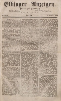 Elbinger Anzeigen, Nr. 14. Mittwoch, 15. Februar 1854