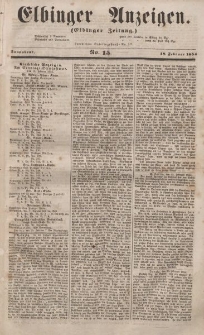 Elbinger Anzeigen, Nr. 15. Sonnabend, 18. Februar 1854