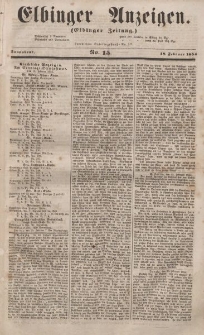 Elbinger Anzeigen, Nr. 15. Sonnabend, 18. Februar 1854