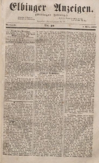 Elbinger Anzeigen, Nr. 18. Mittwoch, 1. März 1854