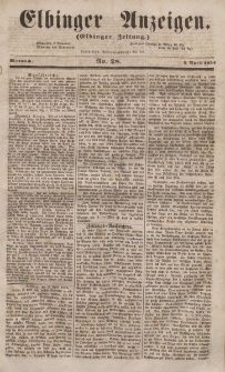 Elbinger Anzeigen, Nr. 28. Mittwoch, 5. April 1854