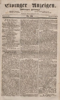 Elbinger Anzeigen, Nr. 29. Sonnabend, 8. April 1854