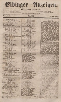 Elbinger Anzeigen, Nr. 31. Sonnabend, 15. April 1854