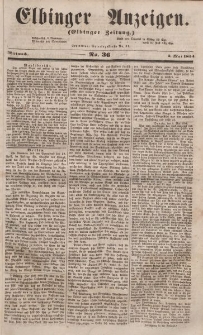 Elbinger Anzeigen, Nr. 36. Mittwoch, 3. Mai 1854