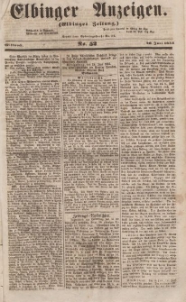 Elbinger Anzeigen, Nr. 52. Mittwoch, 28. Juni 1854