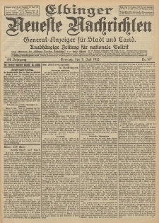 Elbinger Neueste Nachrichten, Nr. 157 Sonntag 7 Juli 1912 64. Jahrgang