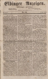 Elbinger Anzeigen, Nr. 54. Mittwoch, 5. Juli 1854