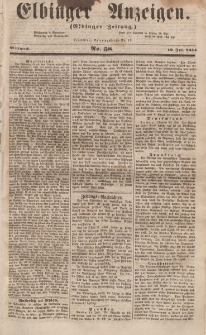 Elbinger Anzeigen, Nr. 58. Mittwoch, 19. Juli 1854