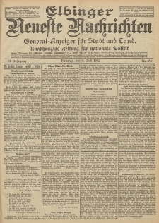 Elbinger Neueste Nachrichten, Nr. 158 Dienstag 9 Juli 1912 64. Jahrgang