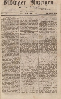 Elbinger Anzeigen, Nr. 70. Mittwoch, 30. August 1854