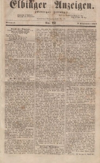 Elbinger Anzeigen, Nr. 72. Mittwoch, 6. September 1854