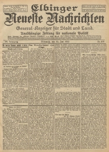 Elbinger Neueste Nachrichten, Nr. 159 Mittwoch 10 Juli 1912 64. Jahrgang