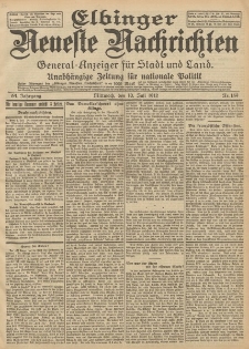 Elbinger Neueste Nachrichten, Nr. 159 Mittwoch 10 Juli 1912 64. Jahrgang