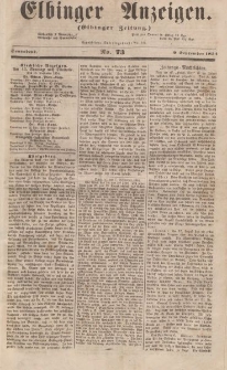 Elbinger Anzeigen, Nr. 73. Sonnabend, 9. September 1854
