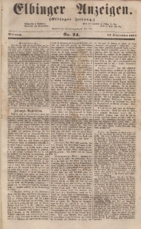 Elbinger Anzeigen, Nr. 74. Mittwoch, 13. September 1854