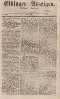 Elbinger Anzeigen, Nr. 76. Mittwoch, 20. September 1854