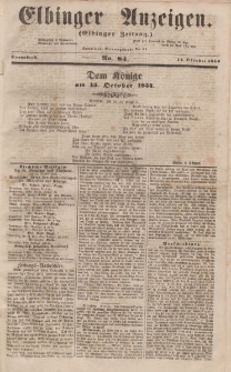 Elbinger Anzeigen, Nr. 84. Sonnabend, 14. Oktober 1854