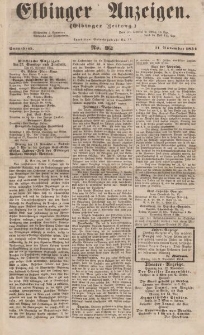 Elbinger Anzeigen, Nr. 92. Sonnabend, 11. November 1854