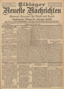 Elbinger Neueste Nachrichten, Nr. 161 Freitag 12 Juli 1912 64. Jahrgang