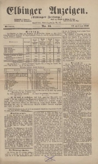 Elbinger Anzeigen, Nr. 15. Mittwoch, 20. Februar 1867