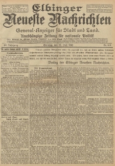 Elbinger Neueste Nachrichten, Nr. 163 Sonntag 14 Juli 1912 64. Jahrgang